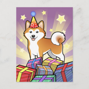 Carte Postale Anniversaire Akita Inu / Shiba Inu
