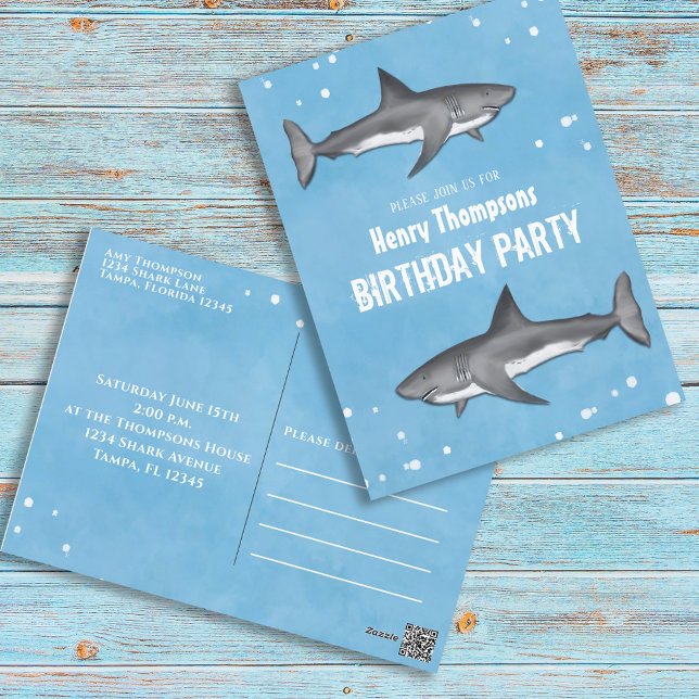 Carte Postale Anniversaire Amusement Simple Whimsical Sharks Blu (Créateur téléchargé)