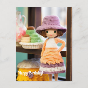 Carte Postale Anniversaire au crochet et cupcakes