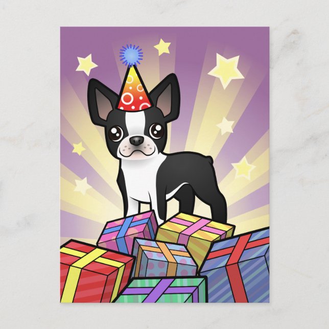 Carte Postale Anniversaire Boston Terrier (Devant)