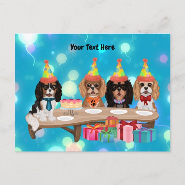 Carte Postale Anniversaire Cavalier King Charles Spaniel (Devant)