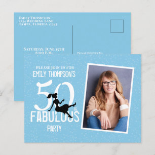 Carte Postale Anniversaire Cinquante et fabuleux Photo moderne C