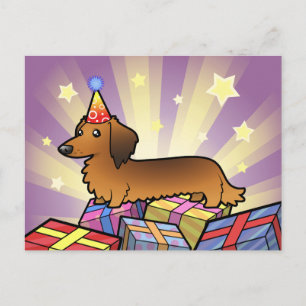 Carte Postale Anniversaire Dachshund (longhair)
