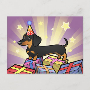 Carte Postale Anniversaire Dachshund (manteau lisse)