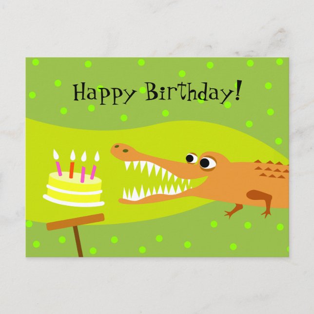 Carte Postale Anniversaire d'alligator (Devant)