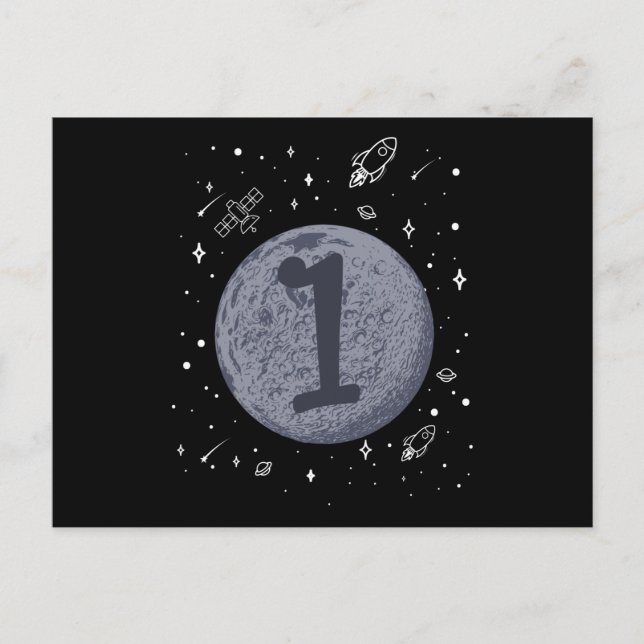 Carte Postale ANNIVERSAIRE DANS L'ESPACE 1 1er Anniversaire Enfa (Devant)