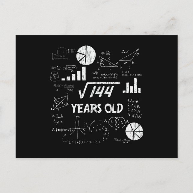 Carte Postale anniversaire de 12 ans Geeky Math 12e anniversaire (Devant)