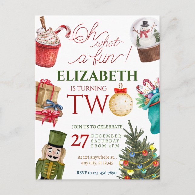 Carte Postale Anniversaire de 2 ans Christmas Oh What Fun (Devant)