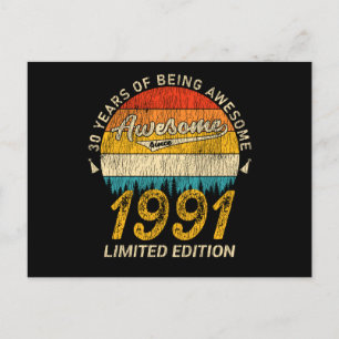 Carte Postale anniversaire de 30 ans 1991 stupéfiant depuis 30e 