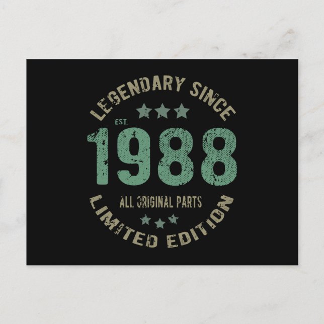 Carte Postale anniversaire de 37 ans 1988 Légende 37e anniversai (Devant)