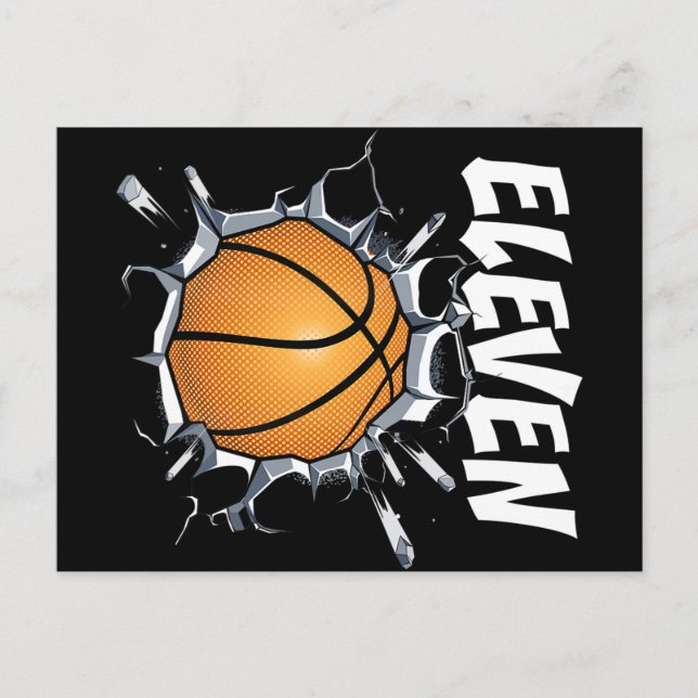 Carte Postale Anniversaire de basketball pour garçon de 11 ans (Devant)