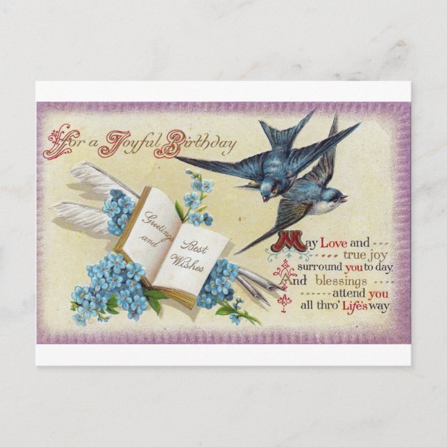 Carte Postale Anniversaire de Blue Bird (Devant)