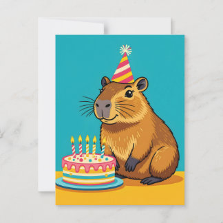 Carte Postale Anniversaire de capybara minimaliste