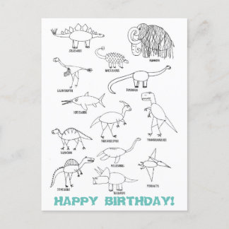 Carte Postale Anniversaire de coloriage éducatif drôle de dinosa