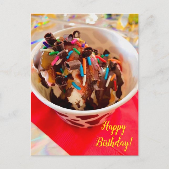 Carte postale Anniversaire de crème glacée dimanch (Devant)