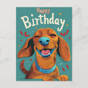 Carte Postale Anniversaire de Dachshund