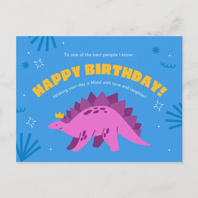 Carte Postale Anniversaire de Dinosaur Kiddie (Devant)