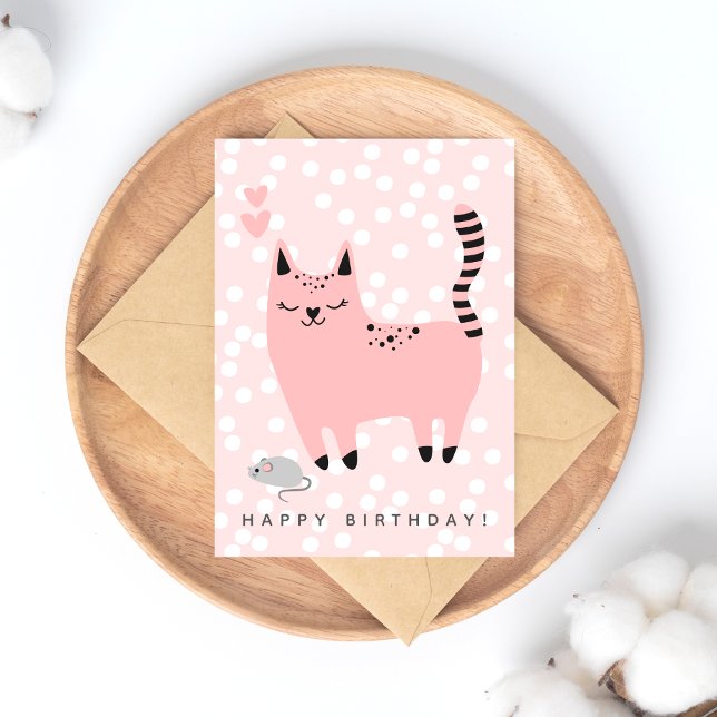 Carte postale Anniversaire de enfant Chat Rose Cut (Créateur téléchargé)