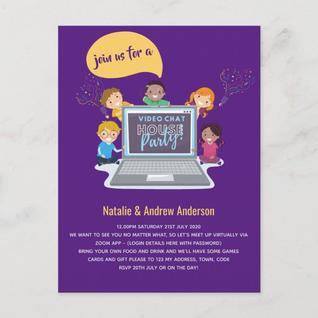 Carte Postale Anniversaire de enfant Conversation vidéo en ligne (Devant)