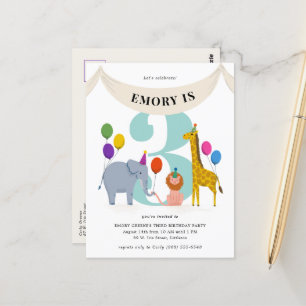 Carte Postale Anniversaire de enfant de Safari Animaux
