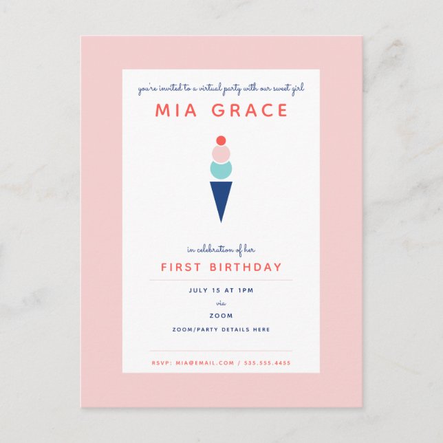 Carte Postale Anniversaire de enfant virtuel Crème de glace Part (Devant)