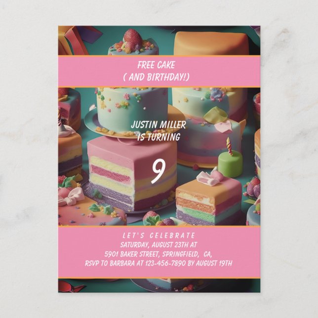 Carte Postale anniversaire de gâteau gratuit (Devant)