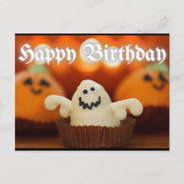Carte Postale Anniversaire de Halloween Cupcake (Devant)