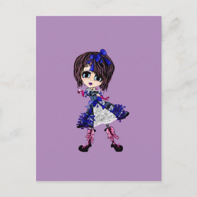 Carte Postale anniversaire de la fille de Kawaii - personnalisé (Devant)