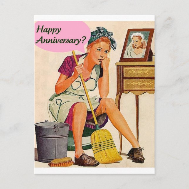 Carte Postale Anniversaire de la ménagère rétro (Devant)