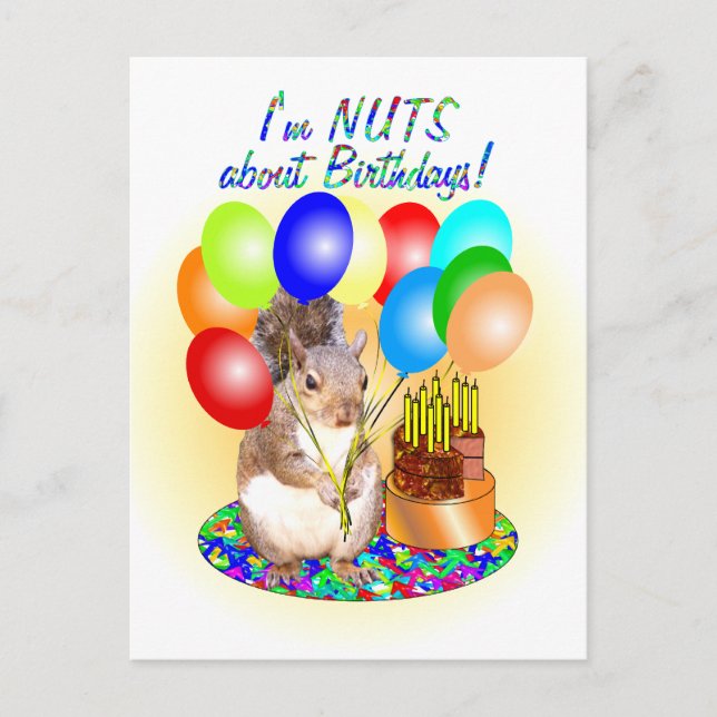 Carte Postale Anniversaire de l'écureuil (Devant)