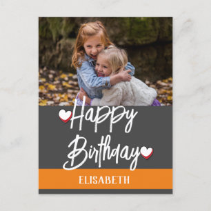 Carte Postale Anniversaire de naissance avec photo de famille pe