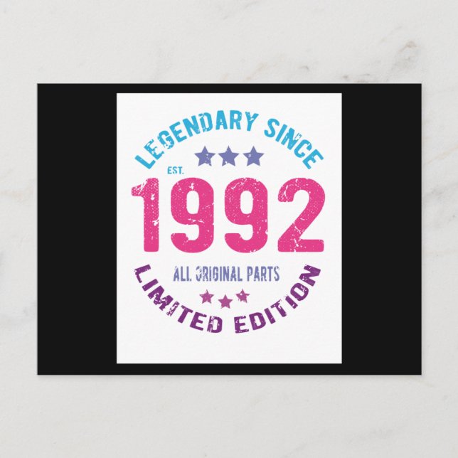 Carte Postale Anniversaire de naissance vintage 1992 (Devant)
