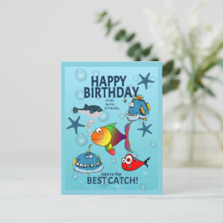 Carte Postale Anniversaire de Poisson Drôle