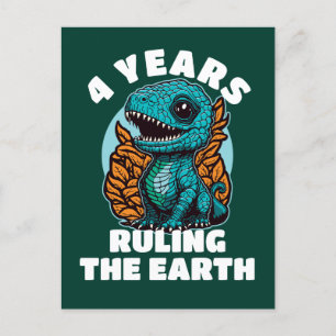 Carte Postale Anniversaire de quatre ans de bébé dinosaure