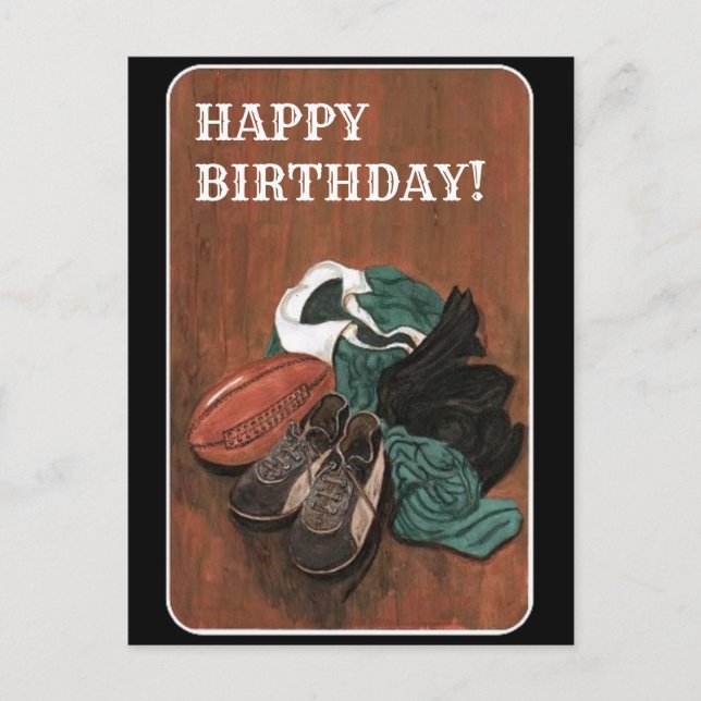 Carte Postale Anniversaire de Rugby Vintage (Devant)