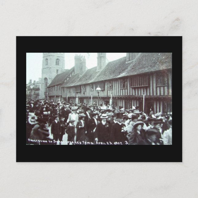Carte Postale Anniversaire de Shakespeare 1907, Stratford-upon-A (Devant)