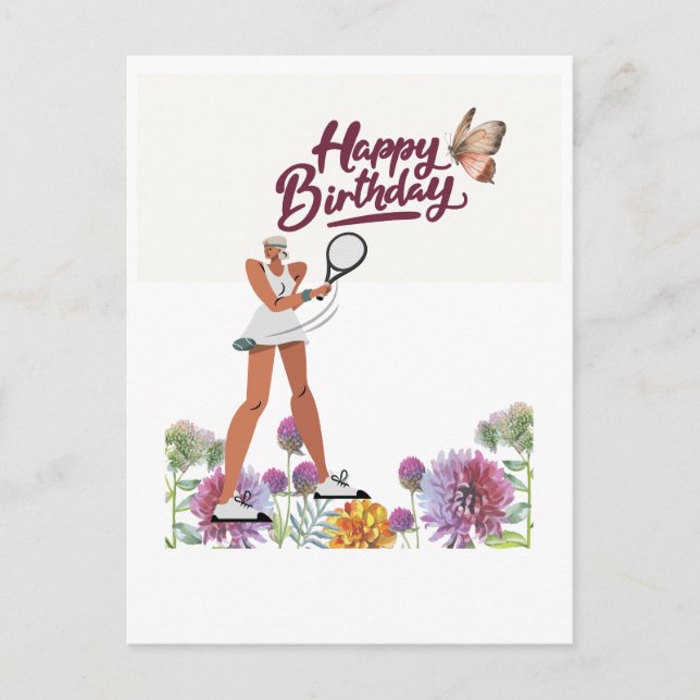 Carte Postale Anniversaire de tennis pour joueuse  (Devant)
