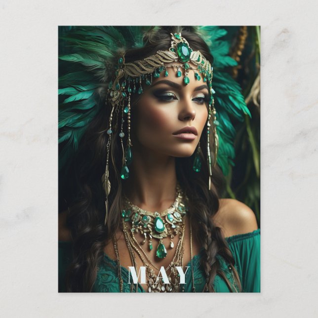 Carte Postale *~ ANNIVERSAIRE Déesse NAISSANCE Émeraude Bohème A (Devant)