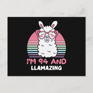 Carte Postale Anniversaire des 94 ans Llamazing Lama Cadeau d'an