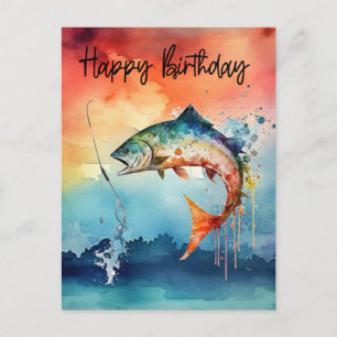 Carte Postale Anniversaire des amateurs de pêche