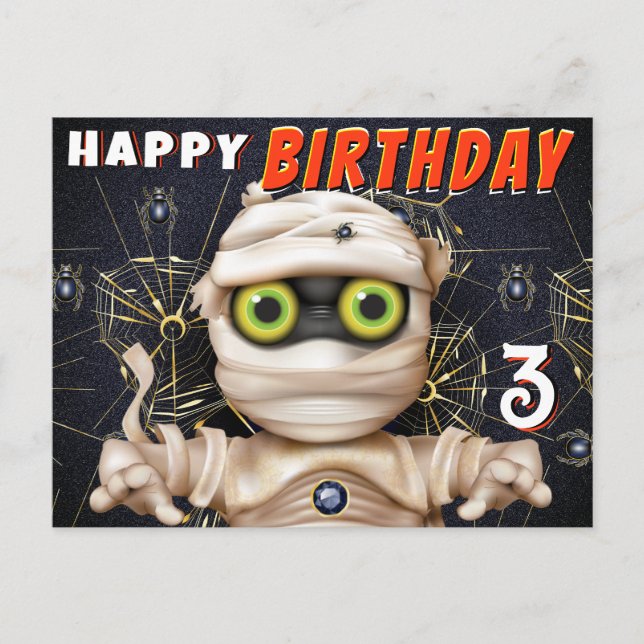 Carte Postale Anniversaire des enfants Monster Mummy (Devant)