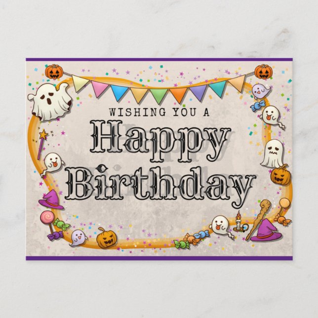 Carte Postale Anniversaire d'Halloween (Devant)