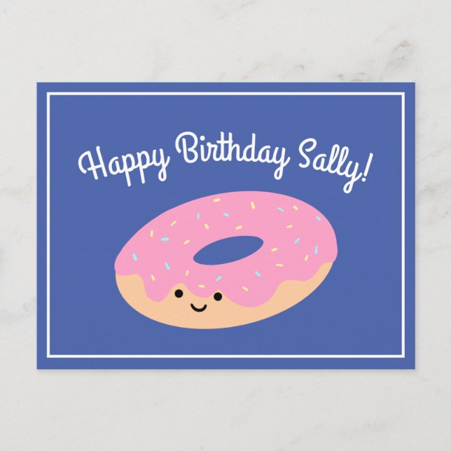 Carte Postale Anniversaire Donut Rose (Devant)