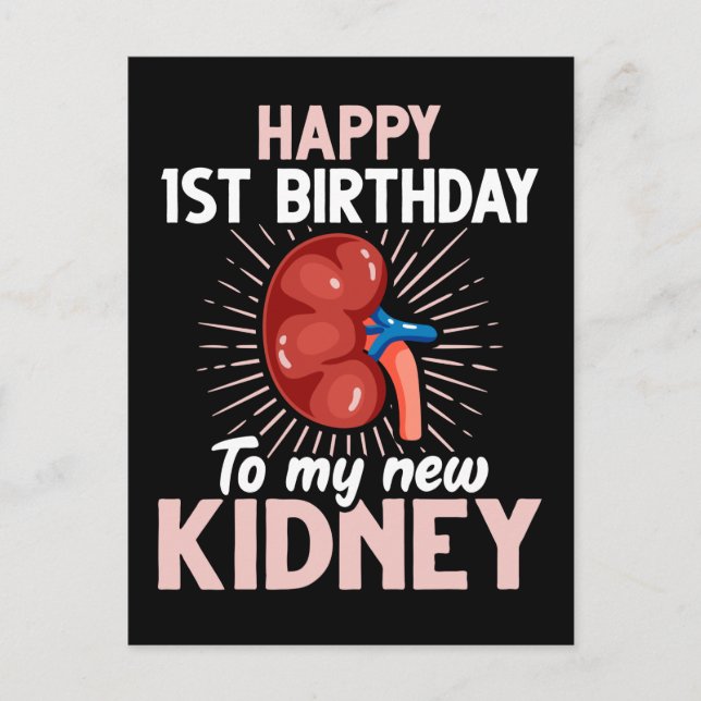 Carte Postale Anniversaire drôle de la transplantation rénale (Devant)