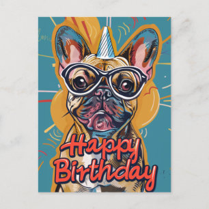 Carte Postale Anniversaire drôle du Chien-taureau français