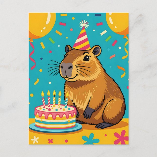 Carte Postale Anniversaire du capybara (Devant)