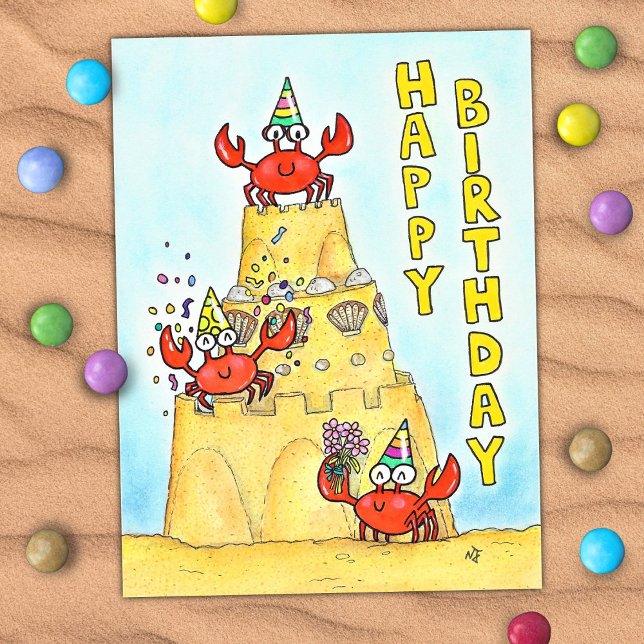 Carte Postale Anniversaire du crabe rouge (Créateur téléchargé)