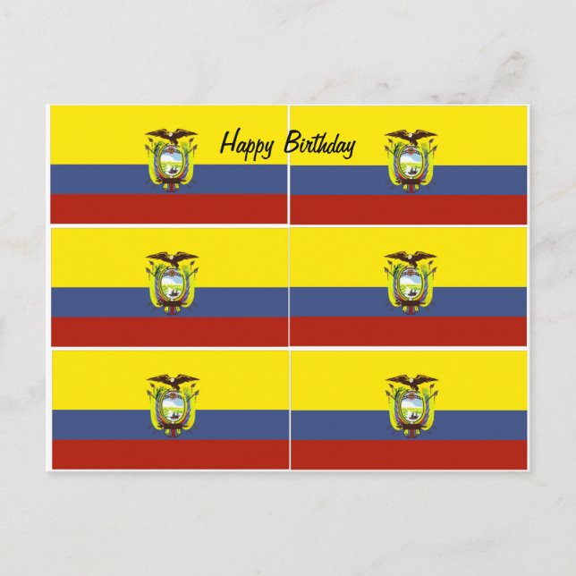 Carte Postale anniversaire du drapeau équateur (Devant)