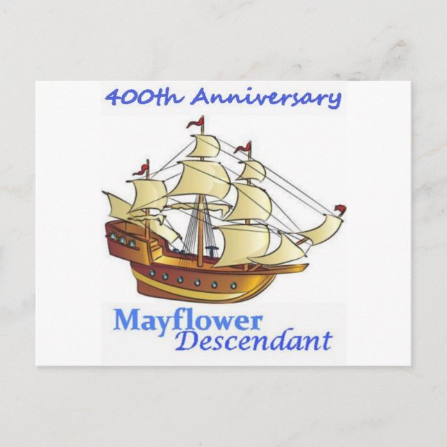 Carte Postale Anniversaire du navire à voile Descendant Mayflowe (Devant)