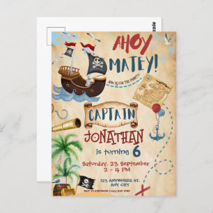 Carte Postale Anniversaire du pirate Ahoy Boy Party